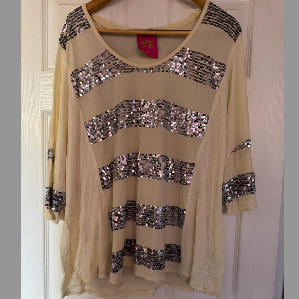 YFB 32 Flavors Glam sequined oversized top M/L $128 - Night out- Party